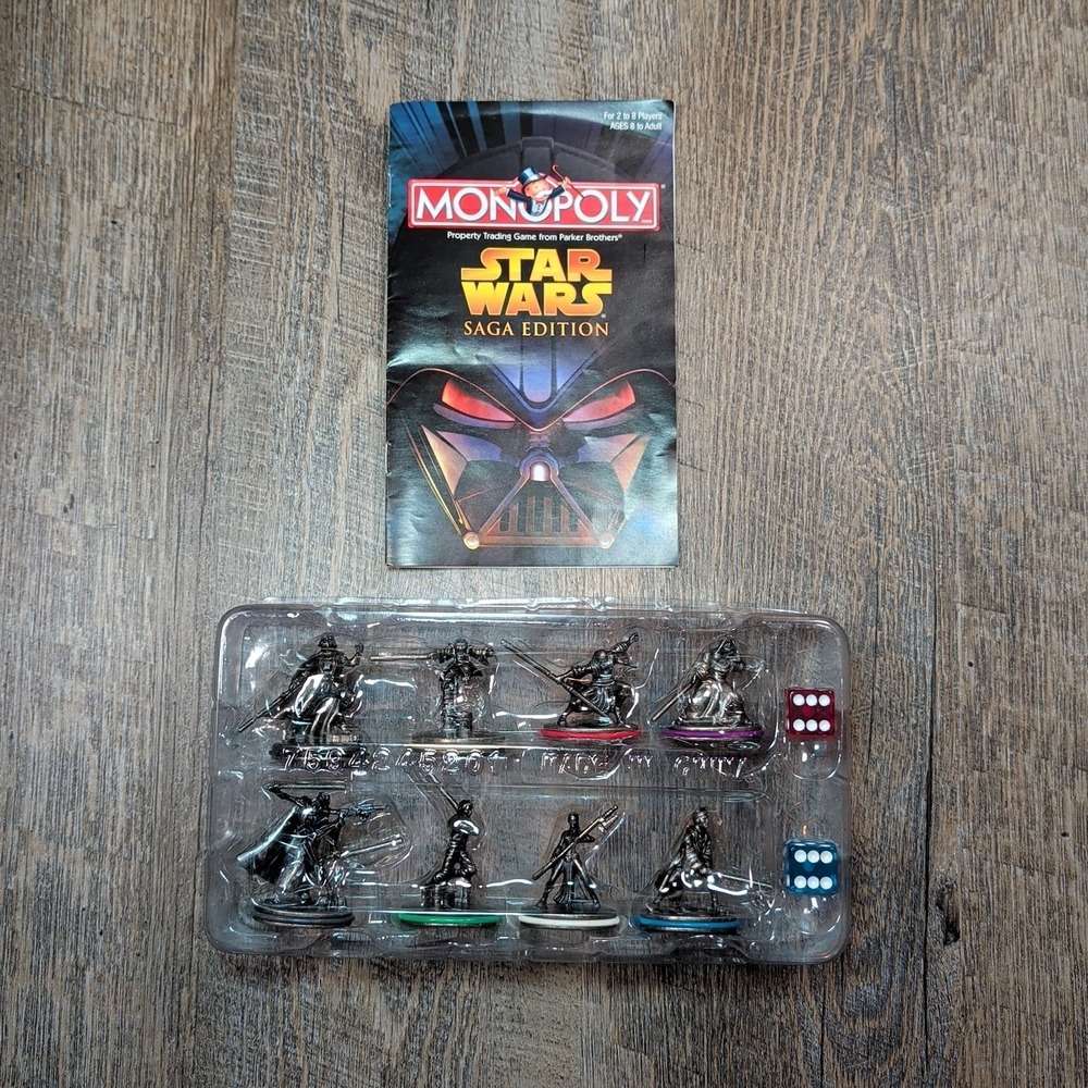 Star Wars: Saga Edition Monopoly Replacement Tokens 8 Piece Pewter Figures 2005